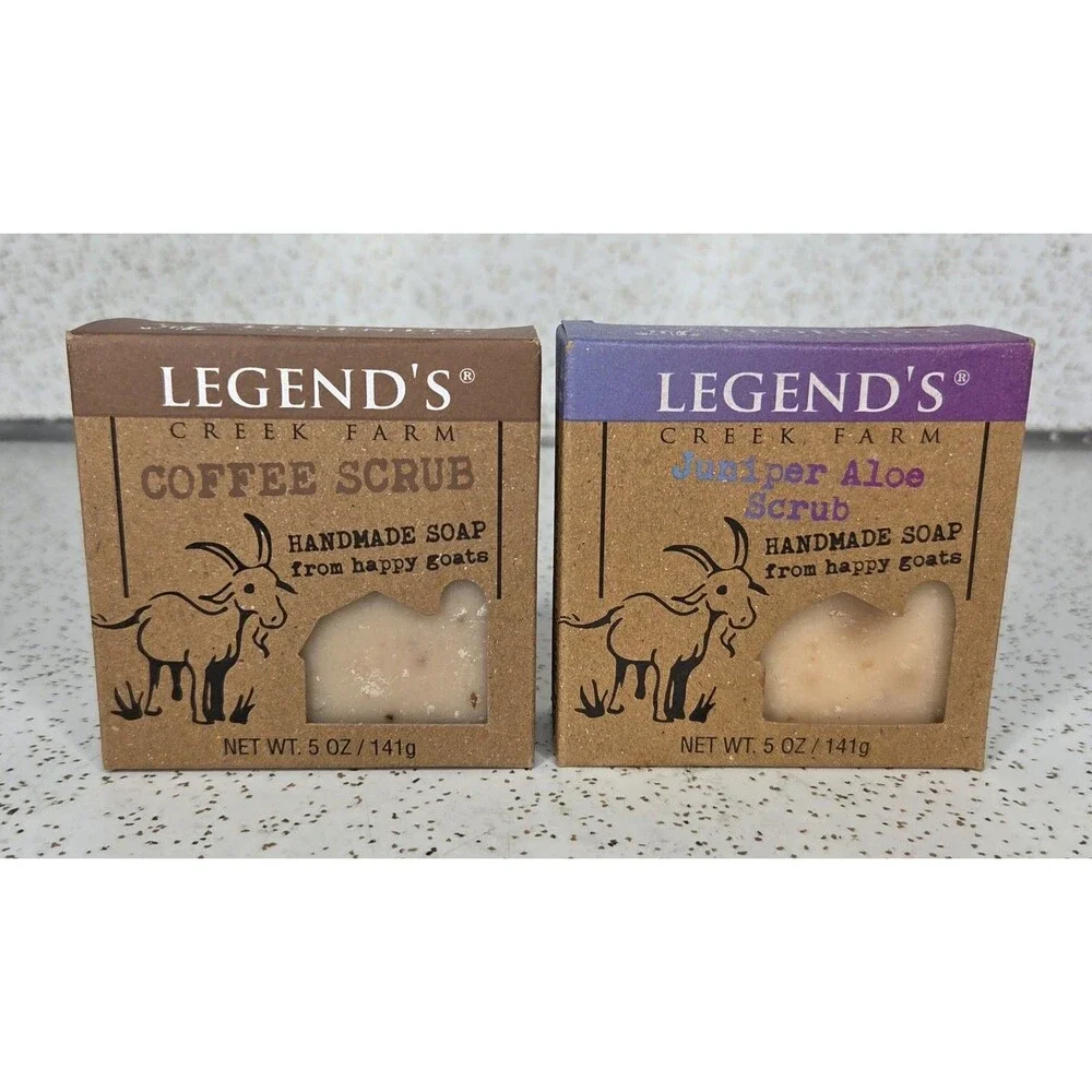 Legend's Creek Farm Handmade Goat Milk Soap Juniper Aloe & Coffee 5 Oz Lot Of 2